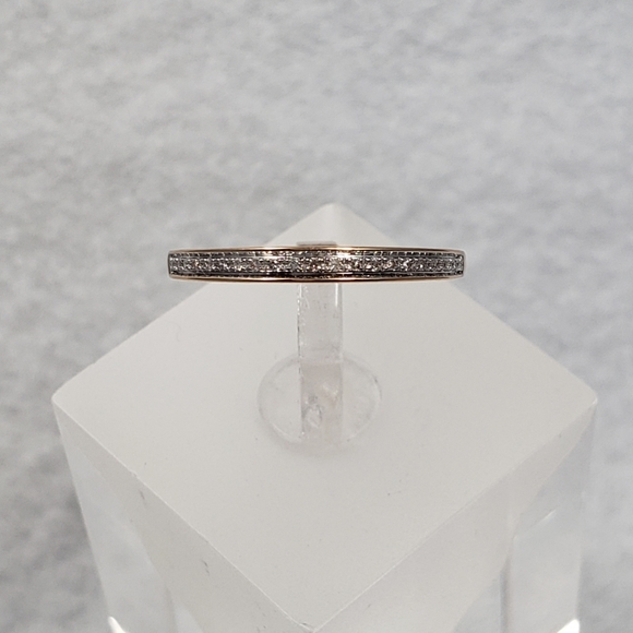 Delicate 14k Rose Gold & Diamonds Band - Picture 2 of 8